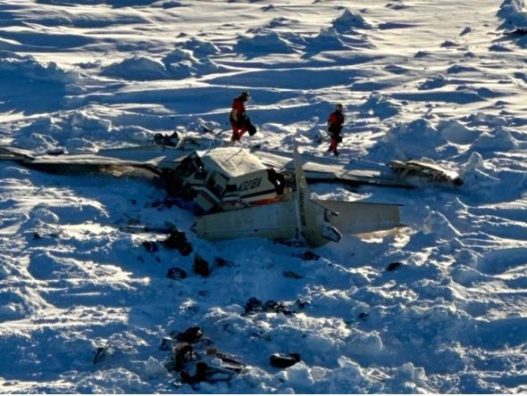 This image obtained from the US Coast Guard (USCG) on February 7, 2025, shows the remains of a plane reported missing February 6. (Photo by Handout / US Coast Guard / AFP) 