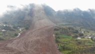 YIBIN, Feb. 8, 2025 (Xinhua) -- This photo taken on Feb. 8, 2025 shows the site of a landslide in Jinping Village, Junlian County in the city of Yibin, southwest China's Sichuan Province.