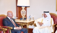 Egypt’s Deputy Prime Minister for Industrial Development and Minister of Transport and Industry, H E Eng Kamel Al Wazir with Qatar Chamber Chairman Sheikh Khalifa bin Jassim Al Thani.