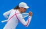 Iga Swiatek of Poland reacts after scoring a point against Maria Sakkari of Greece. AFP