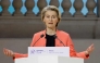 European Commission President Ursula von der Leyen speaks during a plenary session at the Artificial Intelligence (AI) Action Summit, at the Grand Palais, in Paris, on February 11, 2025. (Photo by Ludovic MARIN / AFP)