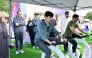 President of the National Cyber Security Agency Engineer Abdulrahman bin Ali Al Farahid Al Malki (second left, back) during the Sport Day activities at Katara. 