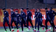 Qatar U20 players during a training session on the eve of their match against China. 