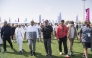 Minister of Municipality H E Abdullah bin Hamad bin Abdullah Al Attiyah (centre) and other officials during National Sport Day activities at Aspire Park yesterday. 