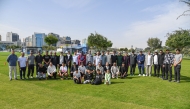 Chairman of the General Authority of Customs H E Ahmed bin Abdullah Al Jamal with officials and employees during National Sport Day activities yesterday. 