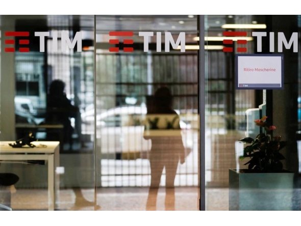 The Tim logo is seen at its headquarters in Rome, Italy November 22, 2021. REUTERS/Yara Nardi