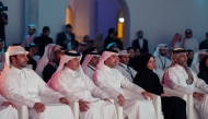 Minister of Environment and Climate Change H E Dr. Abdullah bin Abdulaziz bin Turki Al Subaie (second left), Minister of Social Development and Family H E Buthaina bint Ali Al Jabr Al Nuaimi (second right), Minister of Municipality H E Abdullah bin Hamad bin Abdullah Al Attiyah (first left), and Director of GCO Sheikh Jassim bin Mansour bin Jabor Al Thani (centre), at the event.