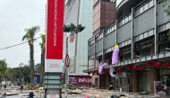 This picture taken and released by Taiwan’s Central News Agency (CNA) on February 13, 2025 shows the scene after an explosion at a department store in Taichung.  (Photo by CNA / AFP) 