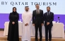 Chief of Tourism Development at Qatar Tourism, Omar Al Jaber (Scond left); Chief Executive Officer, GCC, at Ipsos, Panicos Ioannides (third left); and Managing Director at Ipsos, Bahaa Barakat (fourth left) during the launch of ‘Taste of Qatar’ programme yesterday.