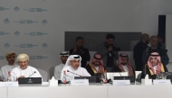 Minister of Finance H E Ali bin Ahmed Al Kuwari with other Ministers and dignitaries during 
a discussion session at the 2025 World Government Summit in Dubai.