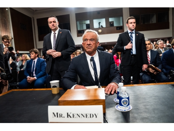 File: Robert F Kennedy Jr testifies on January 29 during a Senate Finance Committee confirmation hearing on Capitol Hill. (Photo by Demetrius Freeman/The Washington Post)
