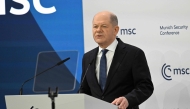 German Chancellor Olaf Scholz gives a speech during the 61st Munich Security Conference (MSC) in Munich, southern Germany on February 15, 2025. (Photo by Thomas Kienzle / AFP)