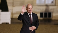 German Chancellor Olaf Scholz arrives to attend a dinner on the sidelines of the Artificial Intelligence (AI) Action Summit at the presidential Elysee palace in Paris, France, on Feb. 10, 2025. (Xinhua/Gao Jing)