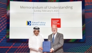 Group CEO of Doha Bank, Sheikh Abdulrahman bin Fahad bin Faisal Al Thani and Dean of CMU-Q,  Dr. Michael Trick, during the signing ceremony.