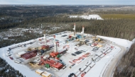 Four rigs drill at the Super Pad in Seven Generations Energy's Kakwa River Project in northwest Alberta, Canada in a photo provided January 19, 2018. Seven Generations Energy Ltd/Handout via Reuters