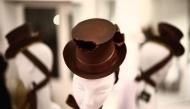 A hat made from tempered chocolate is seen on display as milliner Stephen Jones presents his Autumn-Winter 2025-2026 collection during London Fashion Week in London, on February 21, 2025. (Photo by Henry Nicholls / AFP)