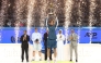 Russia's Andrey Rublev celebrates with the trophy after winning the Qatar ExxonMobil Open title yesterday. 