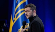 Ukraine's President Volodymyr Zelensky speaks during a joint press conference on the sidelines of the 