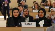 Minister of State for International Cooperation H E Maryam bint Ali bin Nasser Al Misnad (left) during 58th session of the United Nations Human Rights Council.