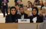 Minister of State for International Cooperation H E Maryam bint Ali bin Nasser Al Misnad (left) during 58th session of the United Nations Human Rights Council.