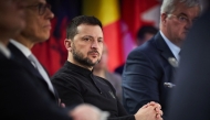 In this handout photograph taken and released by the Ukrainian Presidential Press Service on February 24, 2025, Ukraine's President Volodymyr Zelensky attends a meeting with European leaders and Canada's prime minister Justin Trudeau in Kyiv, to mark the third anniversary of the Russian invasion of Ukraine. (Photo by Handout / Ukrainian Presidential Press Service / AFP)
