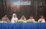 Sheikh Faisal bin Qassim Al Thani (centre) and other officials during the press conference.