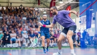 England’s Declan James in action against Qatar’s Abdulla Al Tamimi during their quarter-final match yesterday.