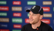 England's captain Jos Buttler addresses a presser at National Stadium in Karachi on February 28, 2025, on the eve of their ICC Champions Trophy one-day international (ODI) cricket match against South Africa. (Photo by Rizwan TABASSUM / AFP)
