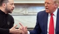 US President Donald Trump and Ukraine's President Volodymyr Zelensky meet in the Oval Office of the White House in Washington, DC, February 28, 2025. (Photo by Saul Loeb / AFP)