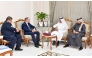 QC Chairman Sheikh Khalifa bin Jassim Al Thani with Deputy Minister of Industry and Trade of the Russian Federation H E Alexey Gruzdev and other officials during the meeting.