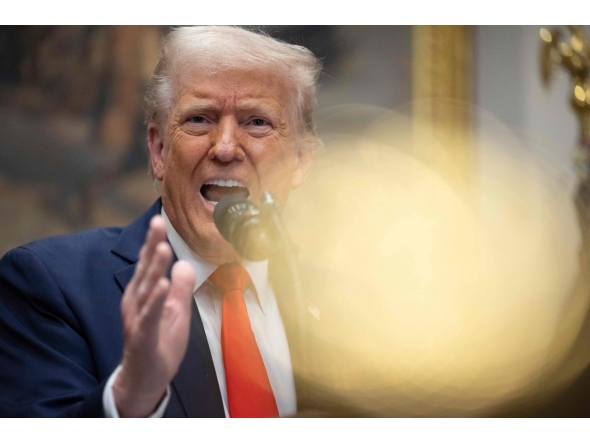 US President Donald Trump speaks in the Roosevelt Room of the White House in Washington, DC, on March 3, 2025. (Photo by ROBERTO SCHMIDT / AFP)
