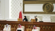 Speaker of Shura Council H E Hassan bin Abdullah Al Ghanim chairing the Council's meeting yesterday.
