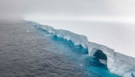 This handout image released by EYOS Expeditions on January 19, 2024, shows an aerial view of the A23a iceberg in the waters of The Southern Ocean off Antarctica on January 14. Photo by IAN STRACHAN / EYOS Expeditions / AFP