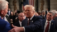 US President Donald Trump greets lawmakers as he leaves after addressing a joint session of Congress at the US Capitol in Washington, DC, on March 4, 2025. (Photo by Win McNamee / POOL / AFP)
