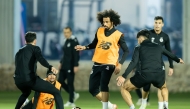 Al Sadd's Akram Afif (centre) during team's training session.