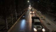 A convoy of Syria's new security forces departs from the northwestern city of Idlib, as reinforcement for the coastal area on March 8, 2025. Photo by Omar HAJ KADOUR / AFP.
