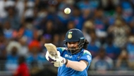 India's KL Rahul plays a shot during the ICC Champions Trophy one-day international (ODI) final cricket match in Dubai on March 9, 2025. (Photo by Ryan Lim / AFP)
