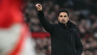 Arsenal's Spanish manager Mikel Arteta gestures on the touchline during the English Premier League football match between Manchester United and Arsenal at Old Trafford in Manchester, north west England, on March 9, 2025. (Photo by Paul ELLIS / AFP)