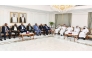 Undersecretary of the Sudanese Ministry of Finance and Economic Planning, H E Dr Mohammed Bashar Adam and QC Board Member Mohamed bin Ahmed Al Obaidli with other officials during the meeting.