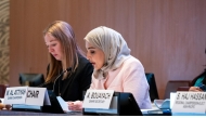 GANHRI Chairperson H E Maryam bint Abdullah Al Attiyah Al Attiyah addressing the annual meeting of the General Assembly of the Global Alliance of National Human Rights Institutions in Geneva.