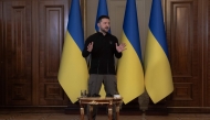 Ukraine's President Volodymyr Zelensky speaks to the media during a press conference in Kyiv on March 12, 2025, amid the Russian invasion of Ukraine. (Photo by Roman PILIPEY / AFP)
