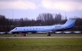 A Gulfstream G550 plane believed to carry former Philippine President Rodrigo Duterte is seen after landing at Rotterdam The Hague Airport, following his arrest on an International Criminal Court warrant tied to his deadly crackdown on drugs, on March 12, 2025. (Photo by John Thys / AFP)
