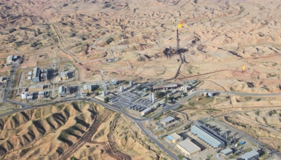 An aerial view of an oil field in Iran. 