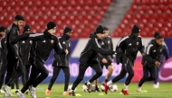 Qatar players during a training session at the Dolon Omurzakov Stadium in Bishkek.
