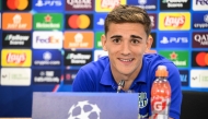 Barcelona's Spanish midfielder Pablo Gavi smiles during a press conference on the eve of the UEFA Champions League quarter final first leg football match between Barcelona and Borussia Dortmund at the Joan Gamper training ground in Sant Joan Despi, near Barcelona, on April 8, 2025. (Photo by Josep LAGO / AFP)
