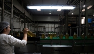 An employee works at DCOOP olive oil factory, which exports around 60,000 tonnes a year in Antequera, in southern Spain's Andalusia region, on April 8, 2025. (Photo by JORGE GUERRERO / AFP)
