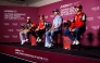 FROM LEFT: Jorge Martin, Marc Marquez, Alex Marquez and  Francesco Bagnaia attend a press conference at the Lusail International Circuit yesterday. (AFP) 