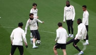 PSG players takes part in a training session in Birmingham. AFP