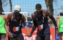 Qatar's Ahmed Tijan (left) Cherif Younousse celebrate a point.