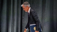 Federal Reserve Chair Jerome Powell departs after speaking with Dr. Raghuram Rajan, a Professor of Finance at the University of Chicago's Booth School, during an Economic Club of Chicago event on April 16, 2025 in Chicago, Illinois. (Photo by Vincent Alban / GETTY IMAGES NORTH AMERICA / Getty Images via AFP)
